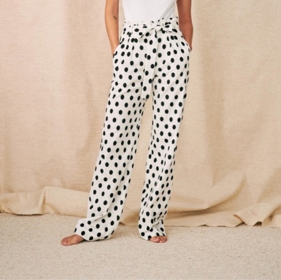 Sezane Pants - Sezane Arthur Trousers in Black Dot size 36